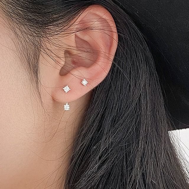 A-ROCH-925 Sterling Silver Rhinestone Ear Jacket