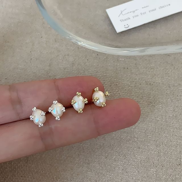 Panda Dama-Faux Pearl Oval Stud Earring