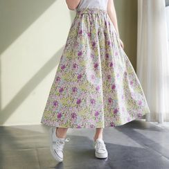 Aigan - Floral Midi A-Line Skirt