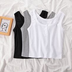 MIMITO - Half-Button Cropped Tank Top MIMITO - Half-Button Cropped Tank Top