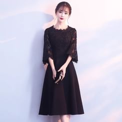 green emerald velvet dress Korean Dress Evening