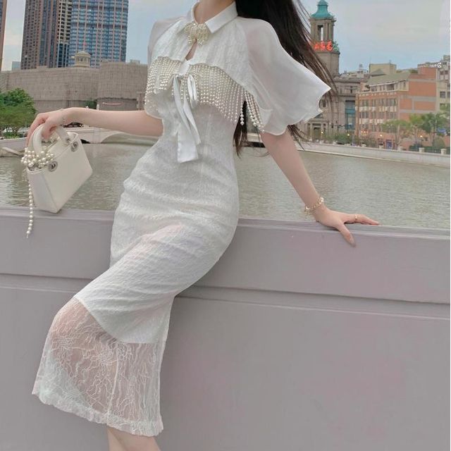 Set: Plain Shrug + Halter Sheath Dress Set: Plain Shrug + Halter Sheath Dress