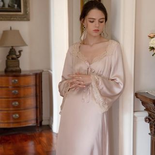 Furana - Long-Sleeve Lace Trim Sleep Dress | YesStyle