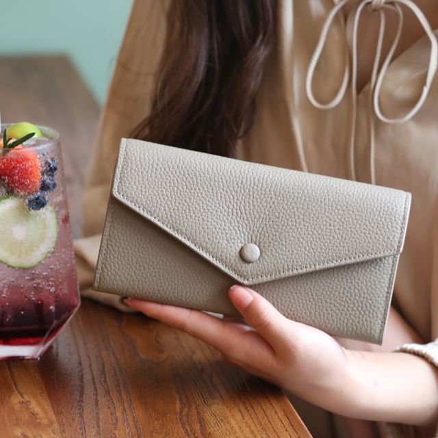 tablarosa-Plain Genuine Leather Long Wallet