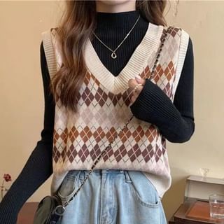 Sisyphi-V-Neck Argyle Sweater Vest