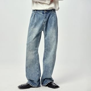Nataro-Mid Rise Washed Wide Leg Jeans