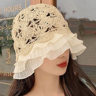 Ayame - Ruffled Crochet Lace Bucket Hat 