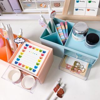 Cute Aesthetic Desk Organizer with Transparent Drawers