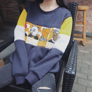 Cerauno-Printed Color Panel Pullover