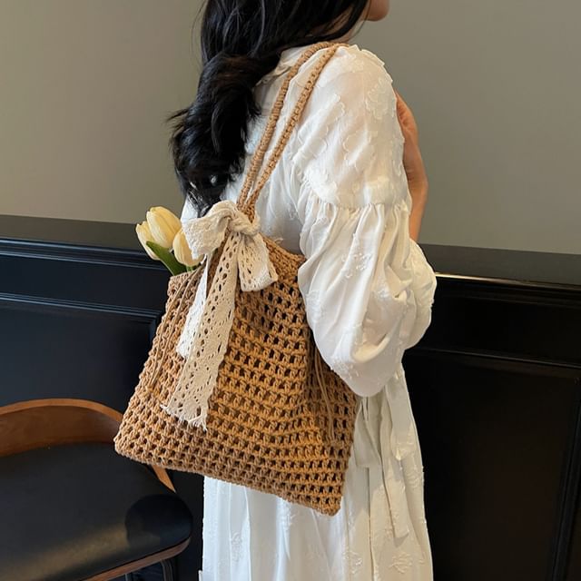 Melon Juice-Tote bag en maille à ruban
