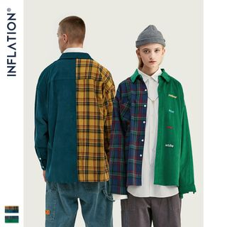 Newin-Couple Oversize Patchwork Shirt