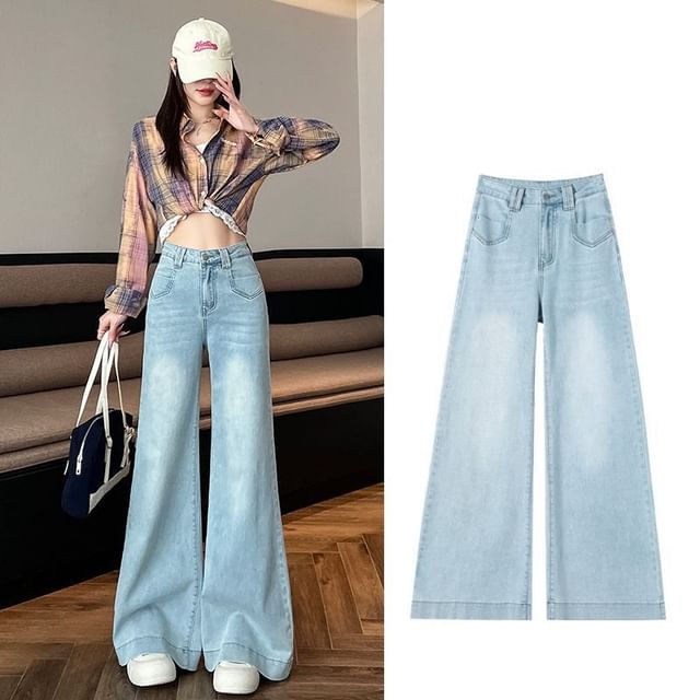 Denimot-High Rise Washed Flared Jeans Various Designs