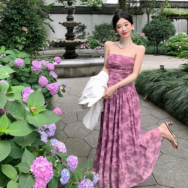 knee length dresses for ladies Women's Strapless Tube Dress Sleeveless A Line Min