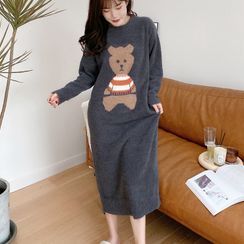 Cinni - Long-Sleeve Bear Print Pajama Top / Button-Up Top / Pants / Dress / Set Cinni - Long-Sleeve Bear Print Pajama Top / Button-Up Top / Pants / Dress / Set