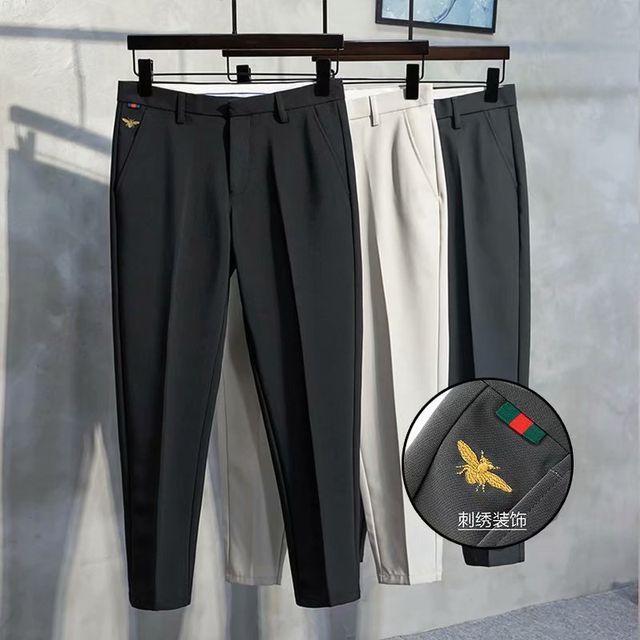 Nataro Embroidered Cropped Tapered Dress Pants YesStyle