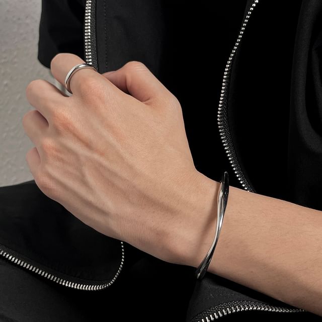 Black Degree-Stainless Steel Open Bangle
