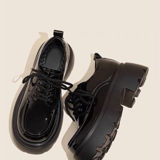 Vindler-Platform Chunky Heel Lace-Up Shoes