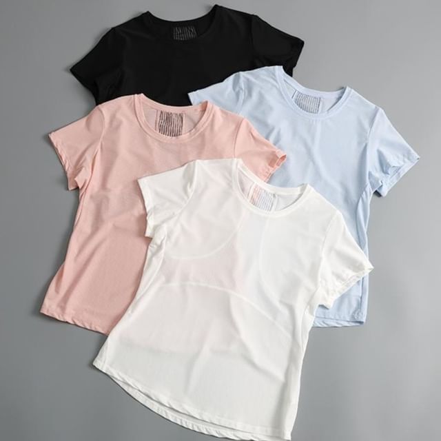 Runyz-Short-Sleeve Crew Neck Plain Quick Dry T-Shirt
