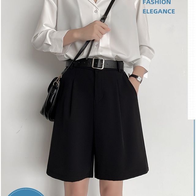 evanesce-High Waist Dress Shorts