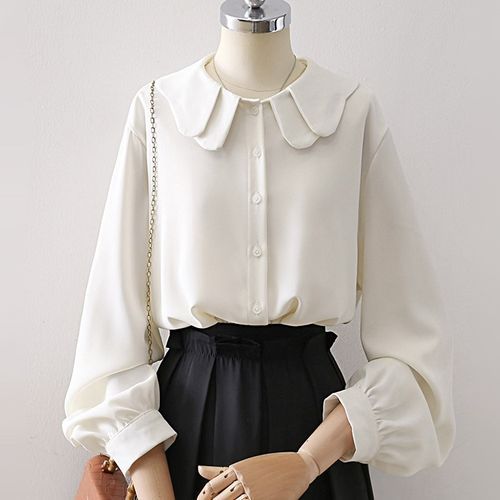 long sleeve blouse with collar