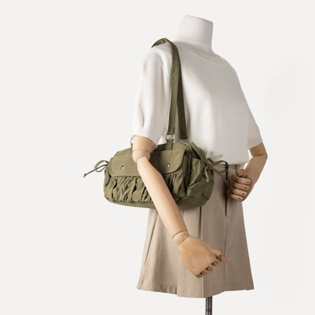 TangTangBags-Plain Shirred Shoulder Bag