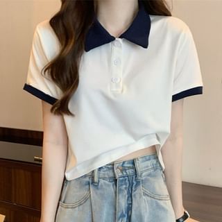 Sisyphi-Short-Sleeve Two Tone Polo Shirt