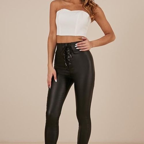 Hippolyta - Lace-Up Faux Leather Leggings