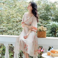 Effie - 套裝: 喇叭袖印花漢服連衣中裙 + 吊帶連衣裙 Effie - 套裝: 喇叭袖印花漢服連衣中裙 + 吊帶連衣裙