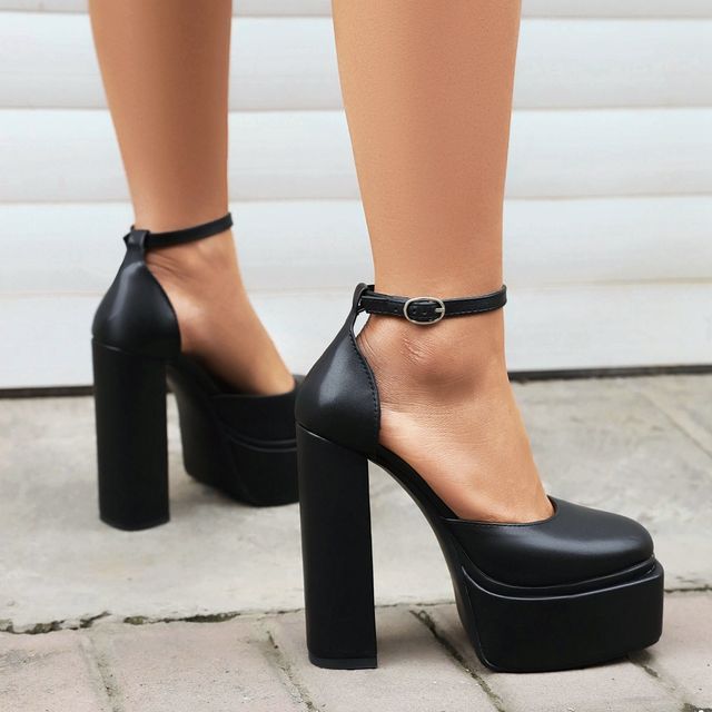 Megan BlockHeel Platform Plain D'Orsay Pumps YesStyle