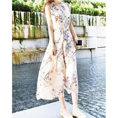Dowisi - Sleeveless Floral Print Dress Dowisi - Sleeveless Floral Print Dress