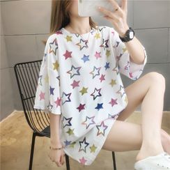 Jewie - Printed Elbow-Sleeve T-Shirt Jewie - Printed Elbow-Sleeve T-Shirt