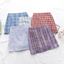 Firebird - Plaid Mini Fitted Skirt Firebird - Plaid Mini Fitted Skirt