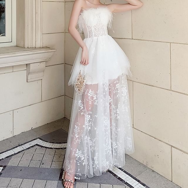 white christmas dresses ASHLEYlauren 4871 – Velvet Corset Mini Dress with Floral Appliqué