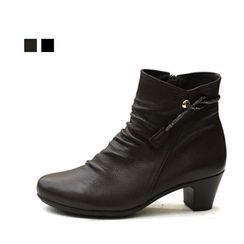 MODELSIS - Rhinestone-Strap Shirred Ankle Boots MODELSIS - Rhinestone-Strap Shirred Ankle Boots