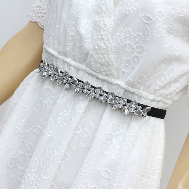 Kinoxslone-Rhinestone Elastic Slim Belt