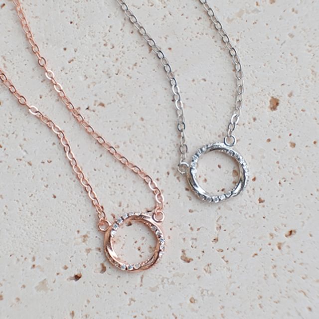 DECADES-925 Sterling Silver Rhinestone Pendant Necklace