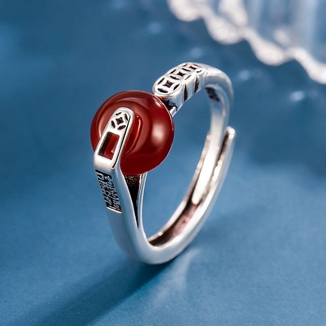 Forainer-Faux Gemstone Alloy Open Ring