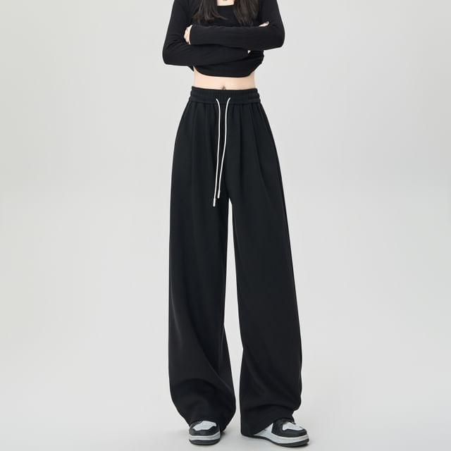 Dragan Pulse-Drawstring Waist Wide Leg Sweatpants