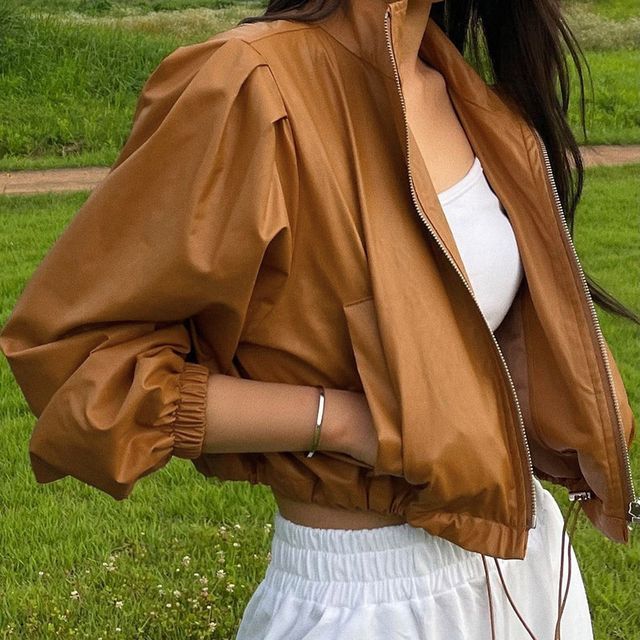 drawstring crop jacket