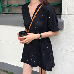 Rhames - Dotted Short-Sleeve Playsuit Rhames - Dotted Short-Sleeve Playsuit