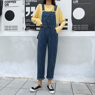 cropped wide leg dungarees