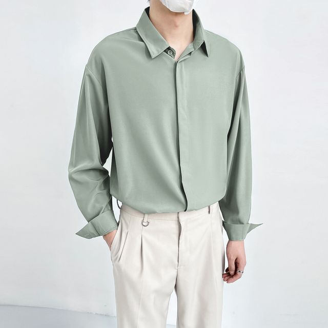 DragonRoad-Long-Sleeve Plain Shirt