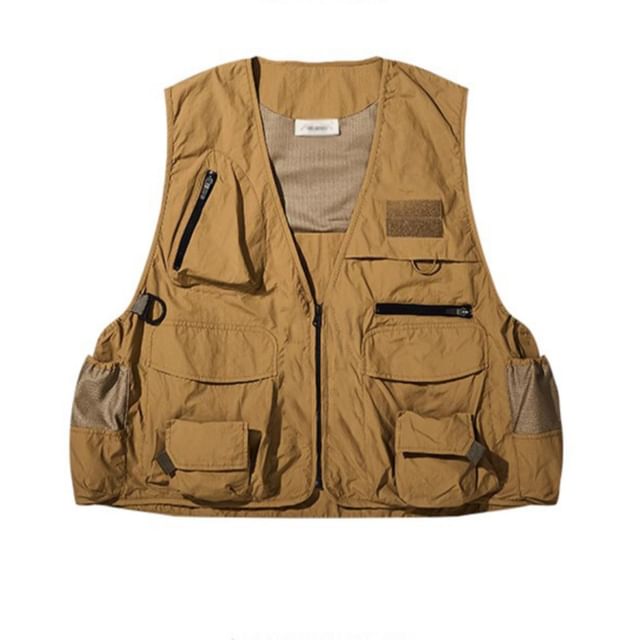 Zentrus-V-Neck Plain Pocketed Vest