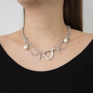 SeoulPop Heart Faux-Pearl Layered Necklace Sale
