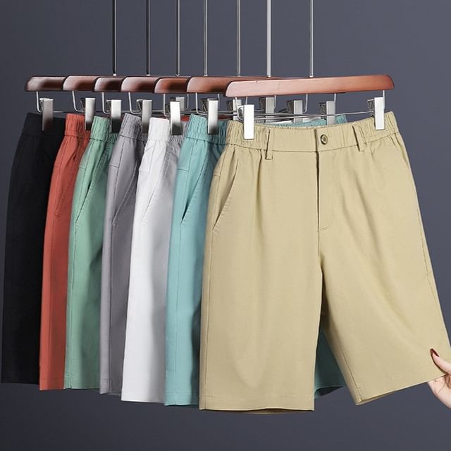 Lefitt-Mid Rise Plain Shorts