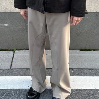 Zentrus-Mid Rise Plain Panel Flared Dress Pants