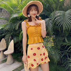 DAISI - Set: Cropped Swim Top + Floral Swim Skirt