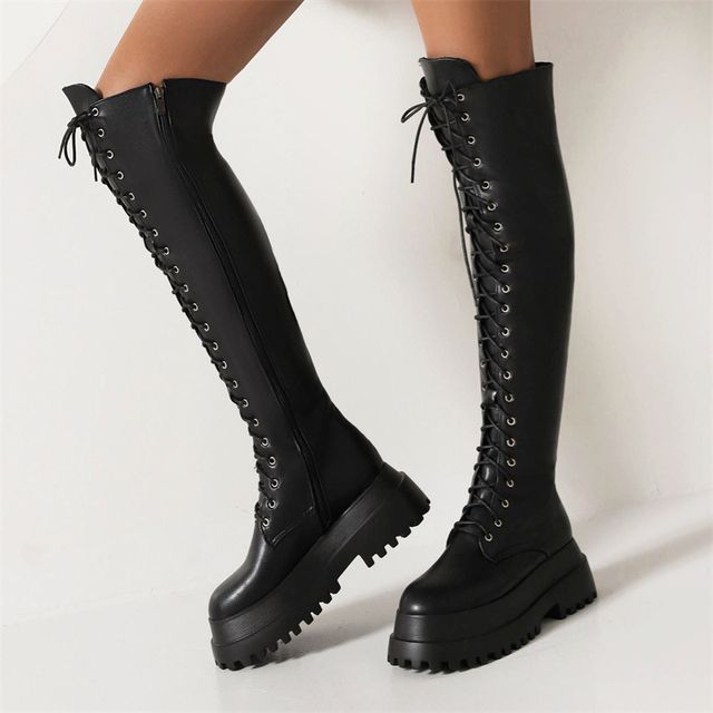 Megan-Platform Lace-Up Over-The-Knee Boots