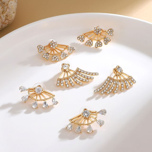 Sharkkira-Rhinestone Fan Climber Earring