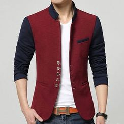 Cleve - Two-Tone Stand Collar Button-Up Jacket